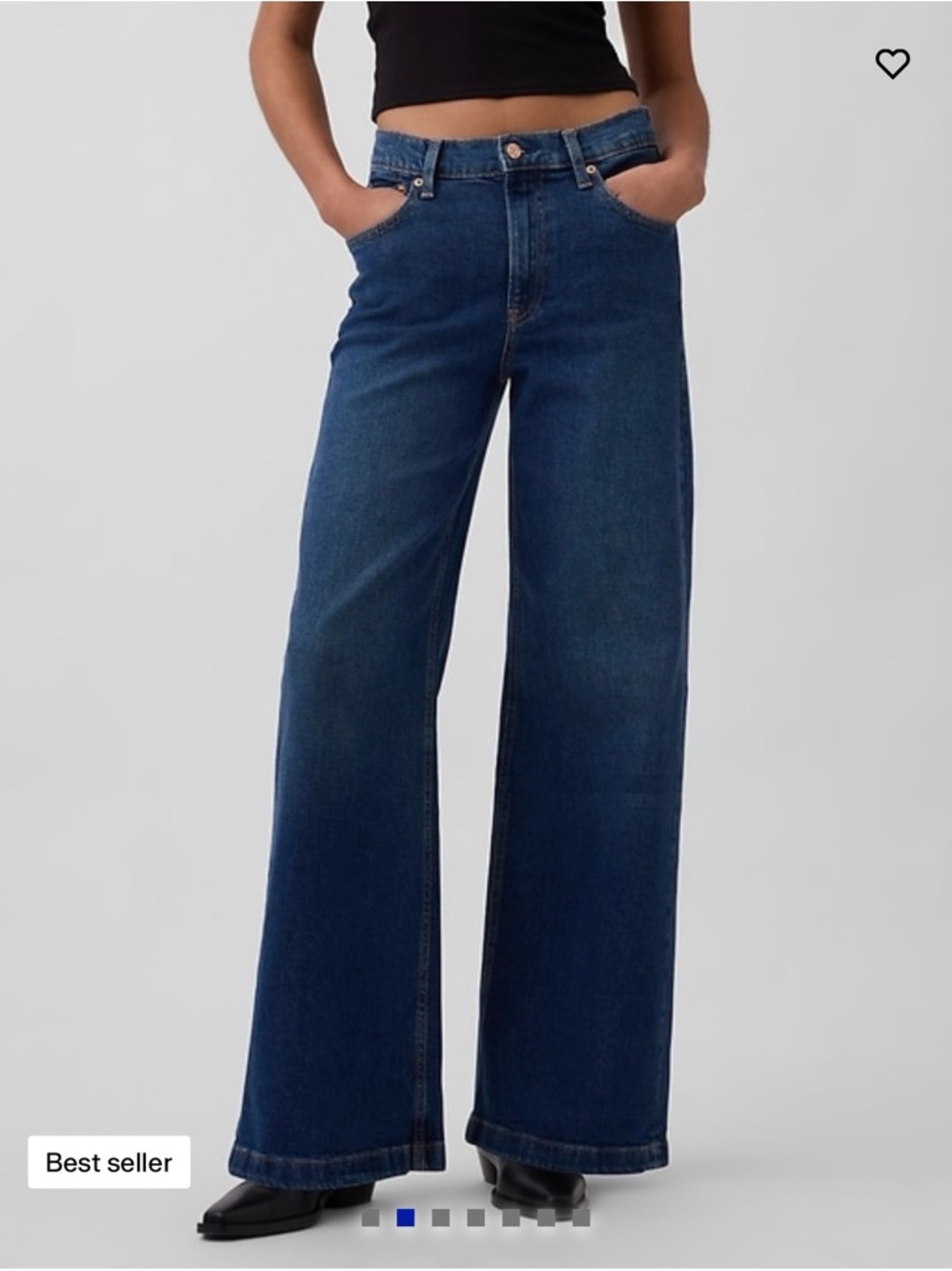 GAP Wide-Leg High-Rise Jeans in Deep Blue Denim